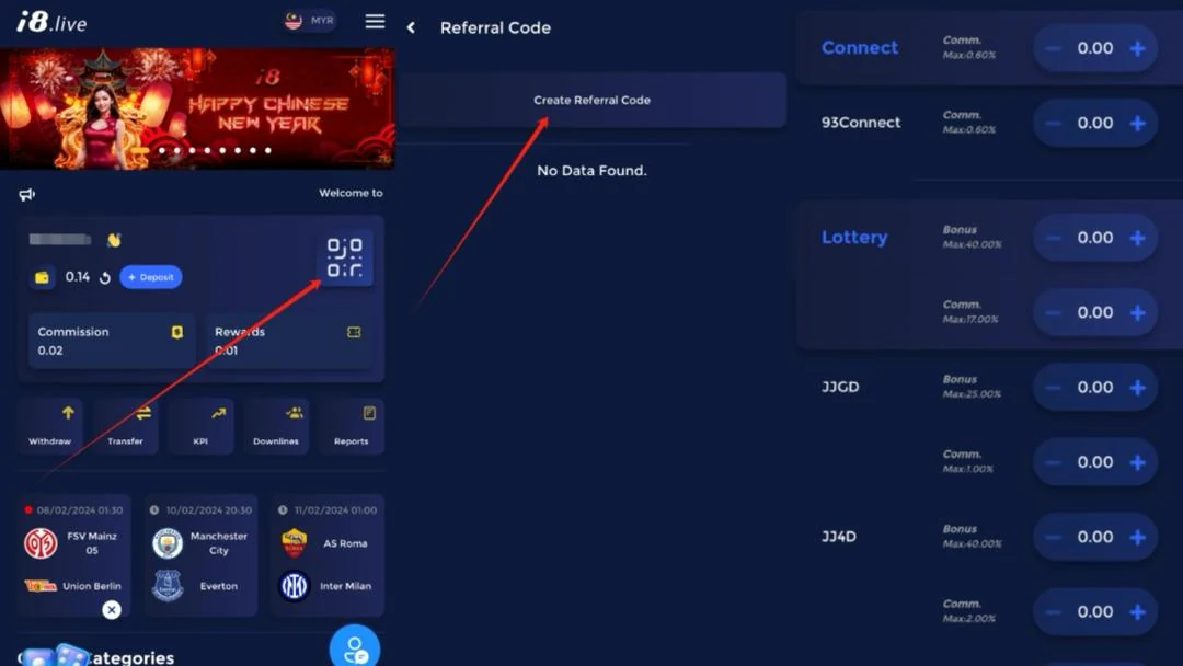 Step by step guide of setting up i8Live referral code