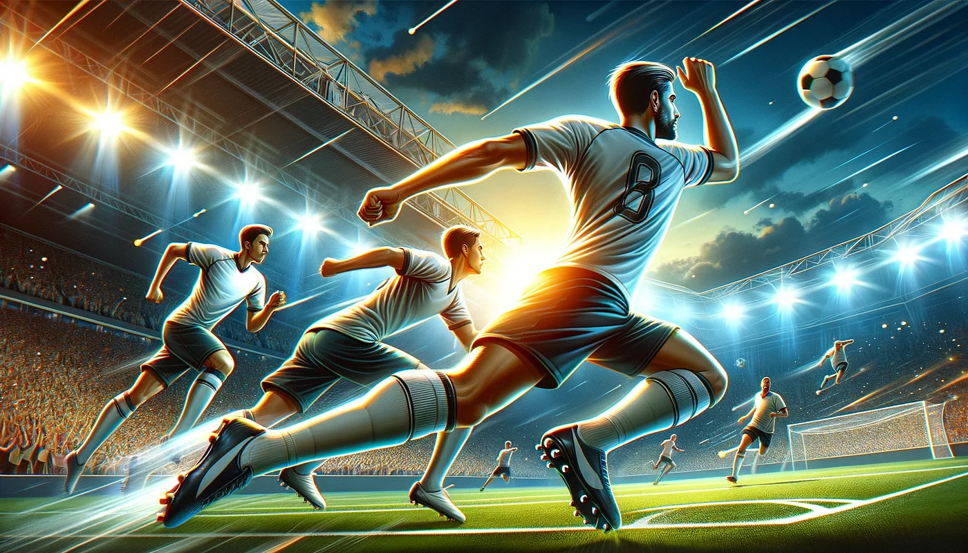 Football player charging in the football field