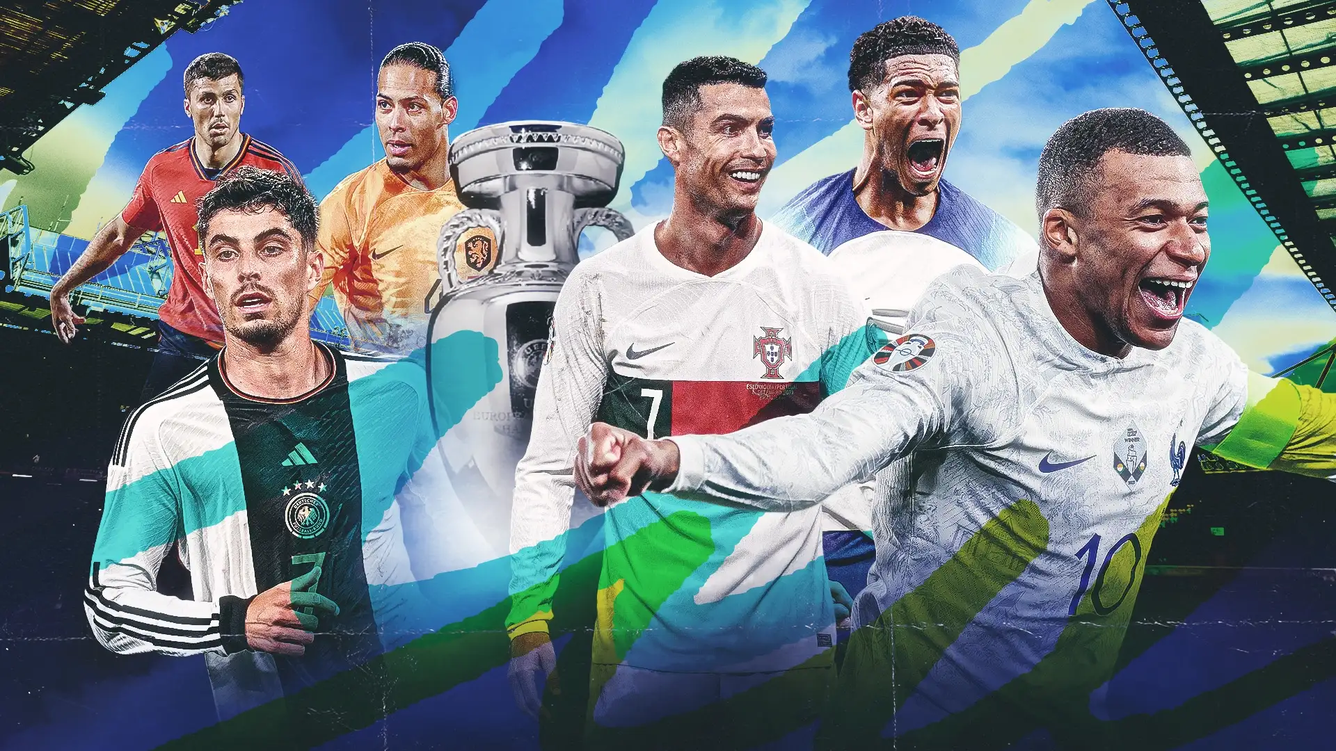 Kylian Mbappe, Cristiano Ronaldo, Jude Bellingham, Kai Havertz, Morata & Van Djik in in the picture with 