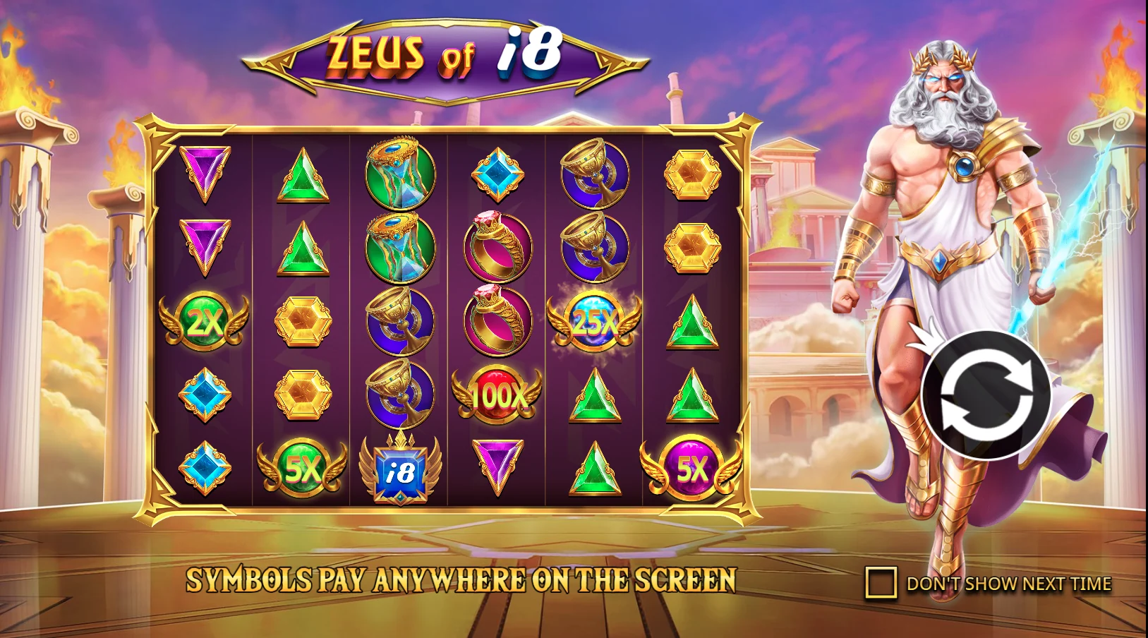 Antarmuka Zeus of i8 Live: Gates of Olympus oleh Pragmatic Play