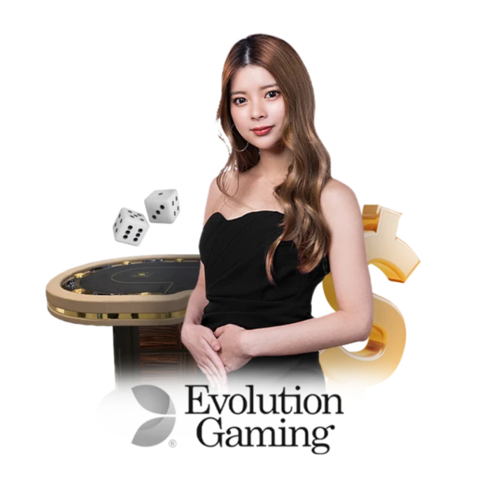 Evolution Gamming logo with Live Casino Dealer